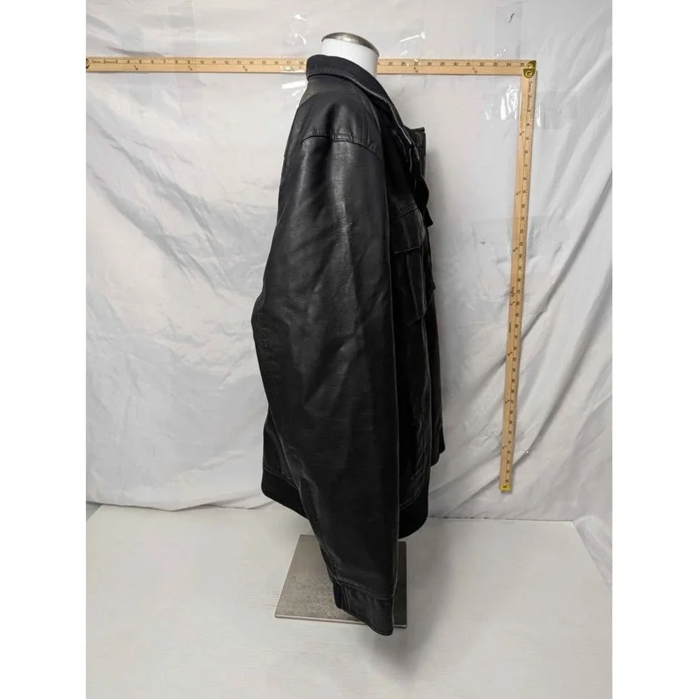 Apt 9 ~ Men's‎ Black Faux Leather Bomber Jacket Full Zip ~ 2XL ~ NWOT